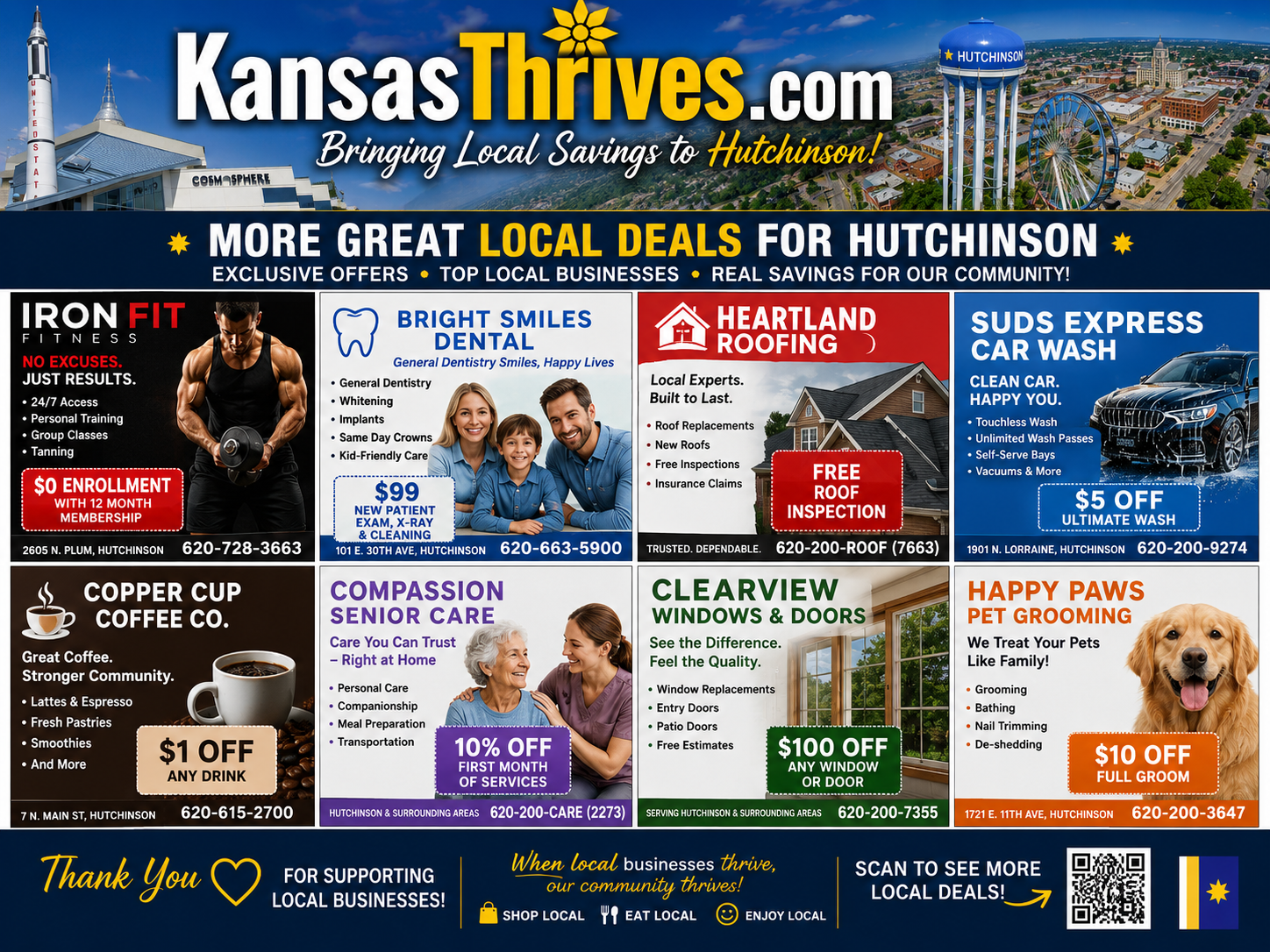 Front preview of the Kansas Thrives postcard